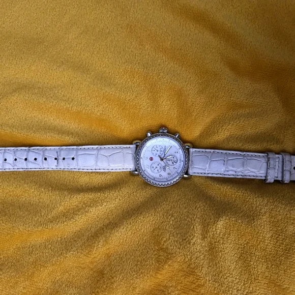 Michele Signature CSX-36 Sapphire Watch w/ White Alligator Band display picture 2